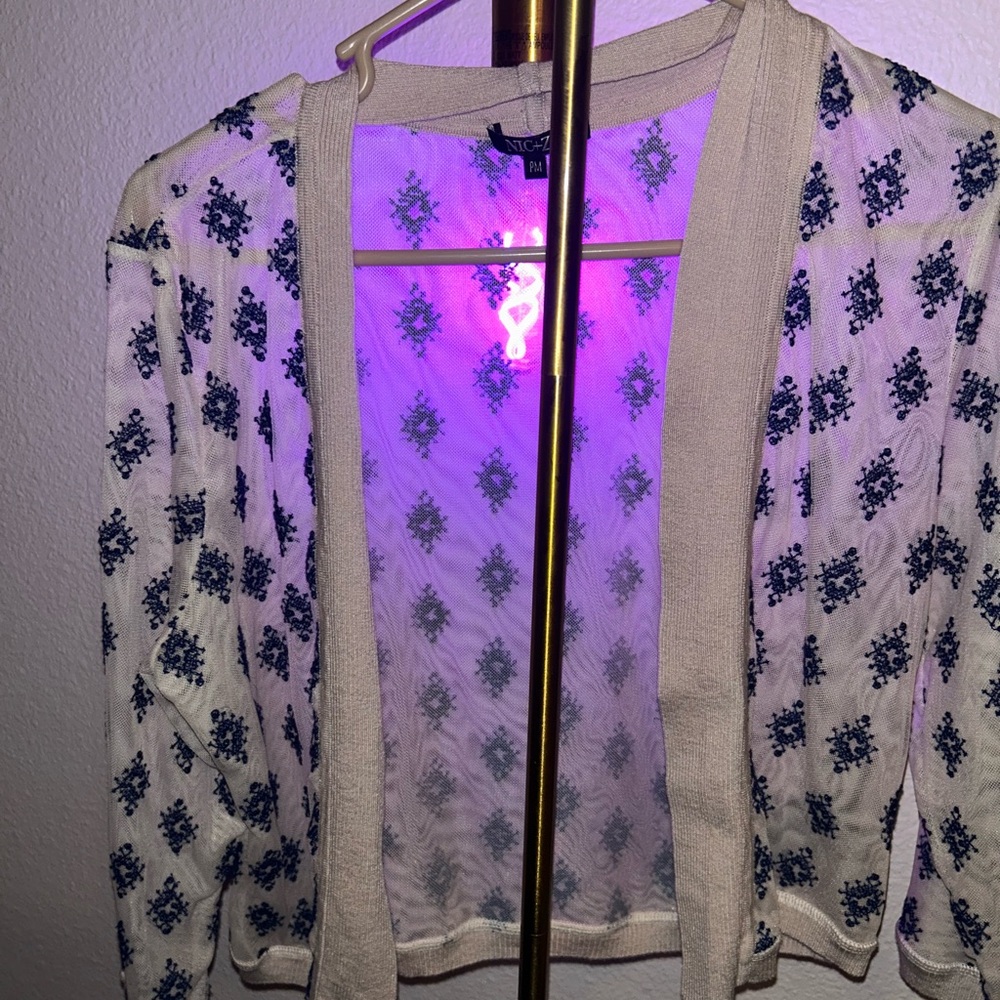 NIC+ZOE Blue and White Patterned Knit